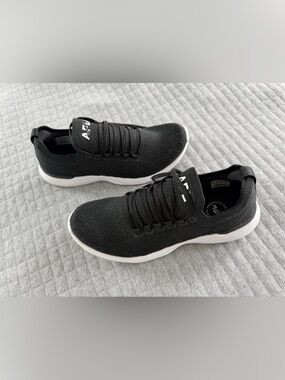 APL Black Knit Slip-On Sneakers with White Sole
